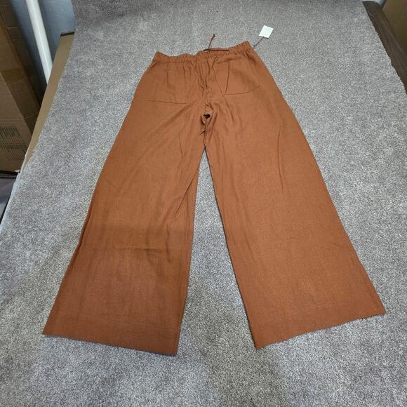 Drawstring casual Rust Terracotta Boho Wide-leg A New Day Palazzo Pants sz L - Picture 1 of 11